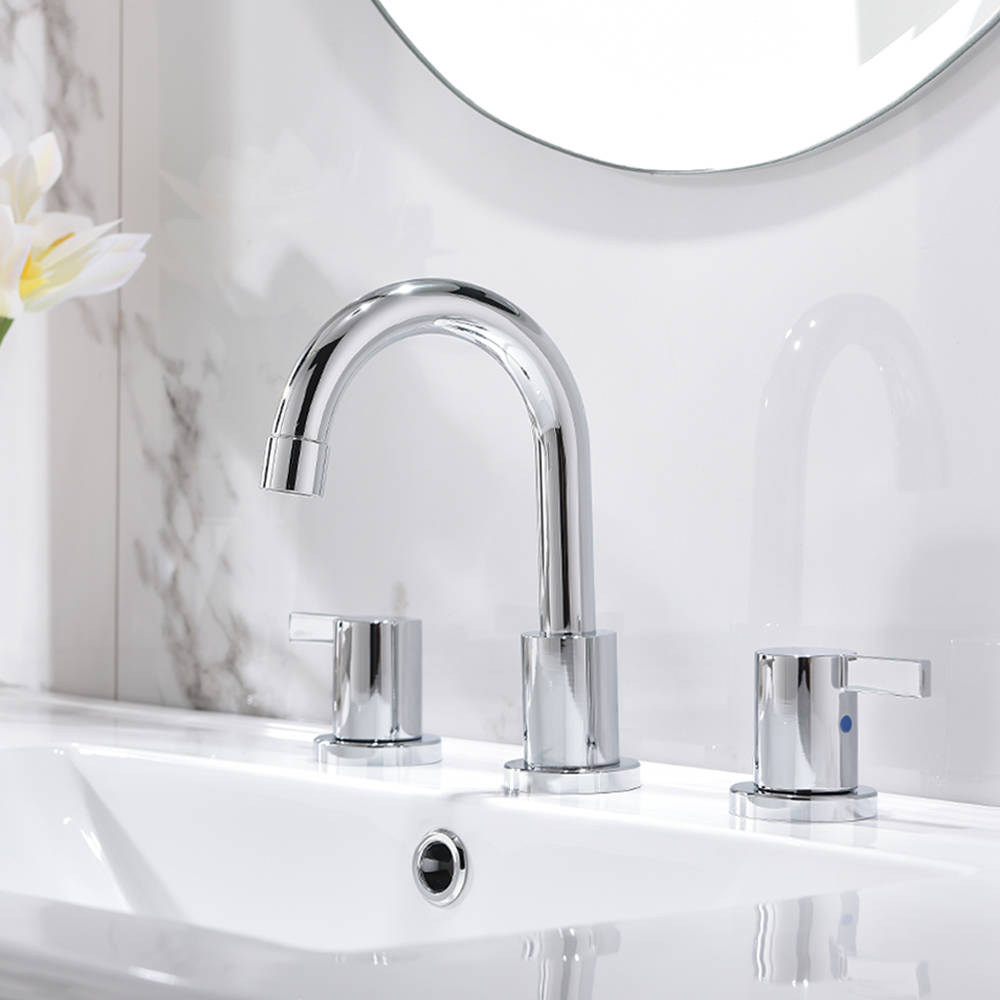 2 Handle 8 inch Widespread Bathroom Sink Faucet with Metal Pop-Up Drain
